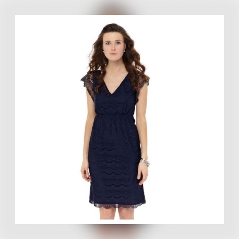FOSSIL Penny Lace Dress Navy Boho Cap Sleeve S